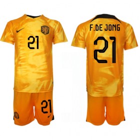 Holland Frenkie de Jong 21 Børn Hjemme VM 2022 - Fodboldtrøjer (S/S)